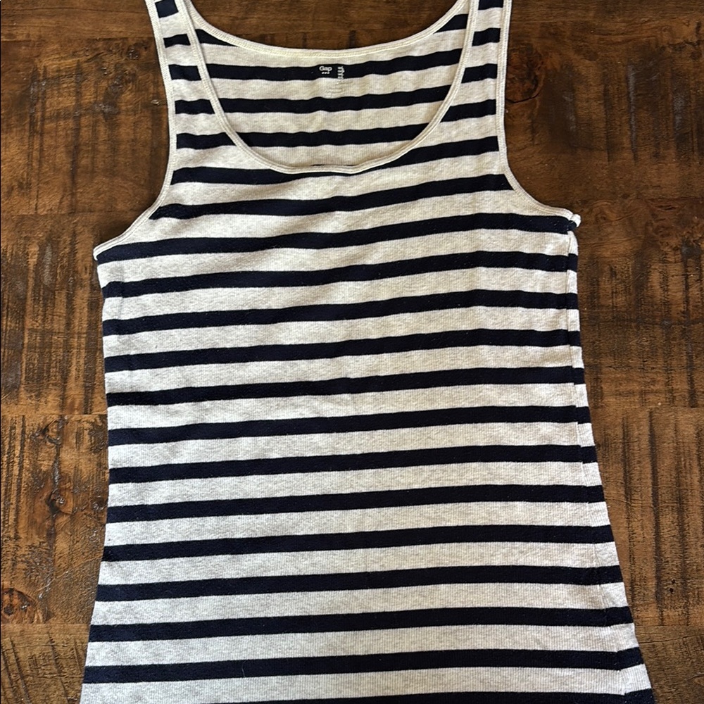 Striped Sleeveless Top - Navy and White